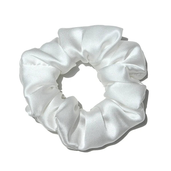 Chouchou en soie blanc nacré