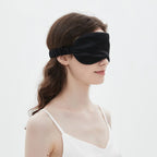 Masque en soie porté, vue de profil, coloris Noir